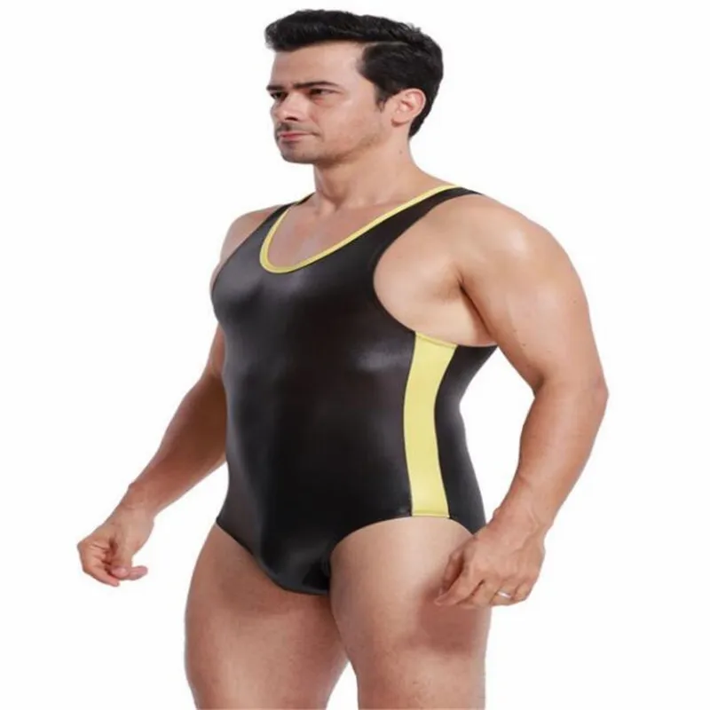 Новый мужской корсет жилет сиамские боксеры из искусственной кожи с лямкой на