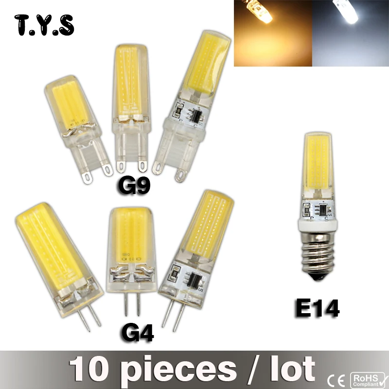 10 шт. лампада светодиодный E14 G4 G9 энергосберегающие лампы 220 V 6 Вт 9 COB SMD