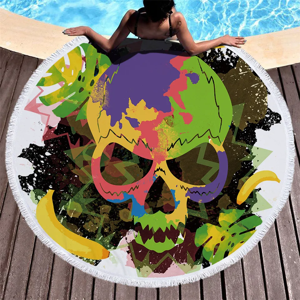 Мягкая коллекция черепа круглое пляжное полотенце с кисточкой коврик для йоги