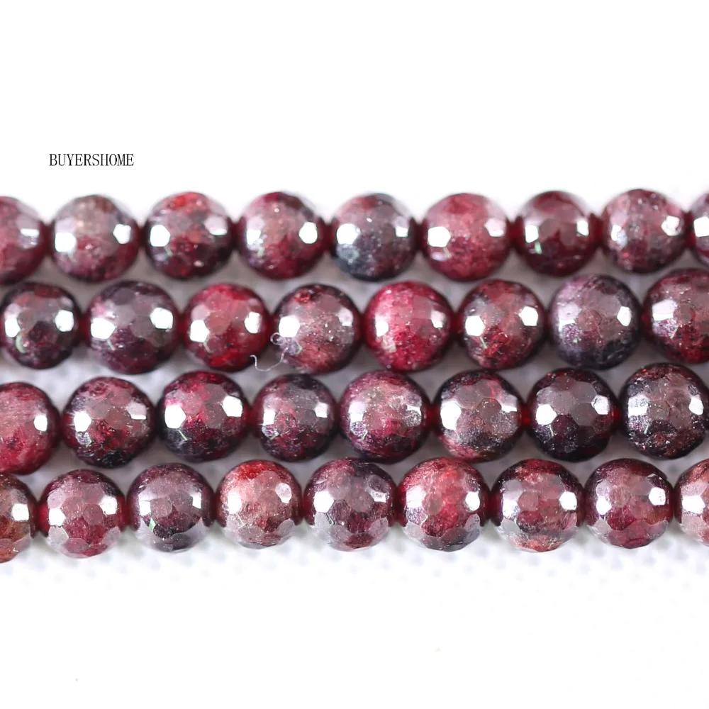  Fit Making Jewelry Necklace A++6MM 8MM 9MM Natural Stone Red Garnet Round Faceted Loose Beads String 15.5&quot | Украшения и