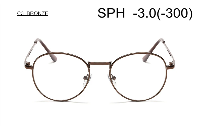 C3 (-3.0) SUMONDY диоптрий SPH-1,0 до-4,0 очки для близорукости для мужчин и женщин металлическая оправа Очки для близоруких очки по рецепту UF18 - Цвет оправы: C3 (-3.0)
