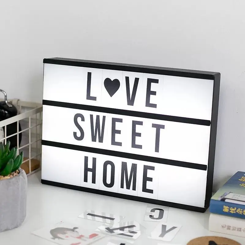 LED Letter Lightbox DIY Night Light Large Size Letters Card Lamp USB Powered Cinema Home Decoration Lamps For Baby Gift