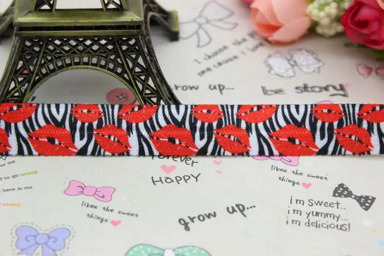 5/8 дюймов бесплатная доставка Складывающийся эластичный ободок с принтом губ