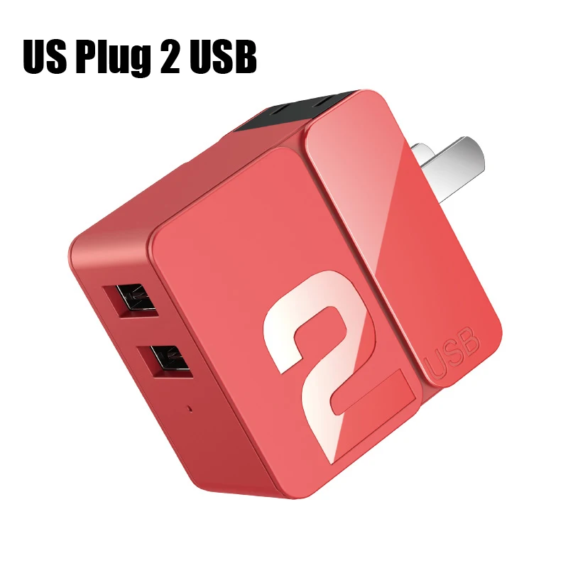 US 2 USB Red 2 4 USB зарядное устройство Rock Универсальный адаптер для быстрой зарядки 5V2. 4A 5V4A EU US штекер для iPhone 7 X XS Max samsung S10 Plus Xiaomi - Тип штекера: US 2 USB Red