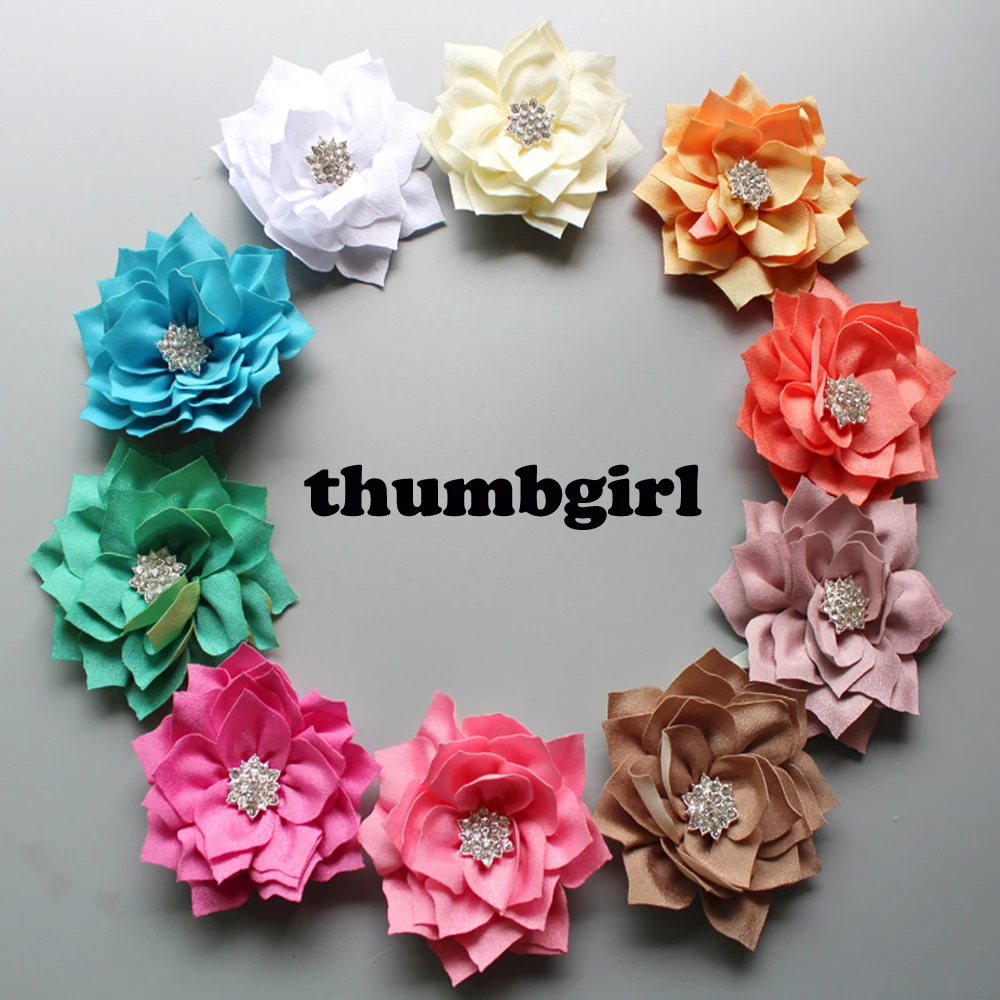 

Оптовая продажа Роскошные 3,15 ''Многослойные угловые цветы с чешским бриллиантом DIY аксессуары для волос детские тканевые цветы 30 шт./лот