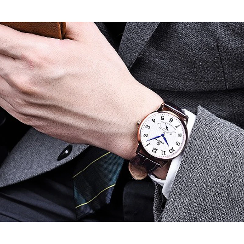

Starking Fashion Casual Men's Wrist Watch Waterproof Leather Watchband Luxury Brand Males Quartz Clock Montres Hommes