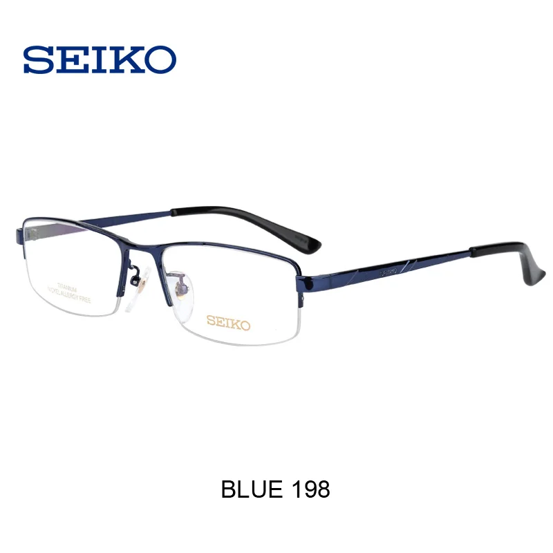 198 Deep Blue SEIKO Pure Titanium Glass Frame for Men Myopic Nearsighted Minus Glasses Man Half Rimless Optical Spectacles Frames HC1010 - Цвет оправы: 198 Deep Blue