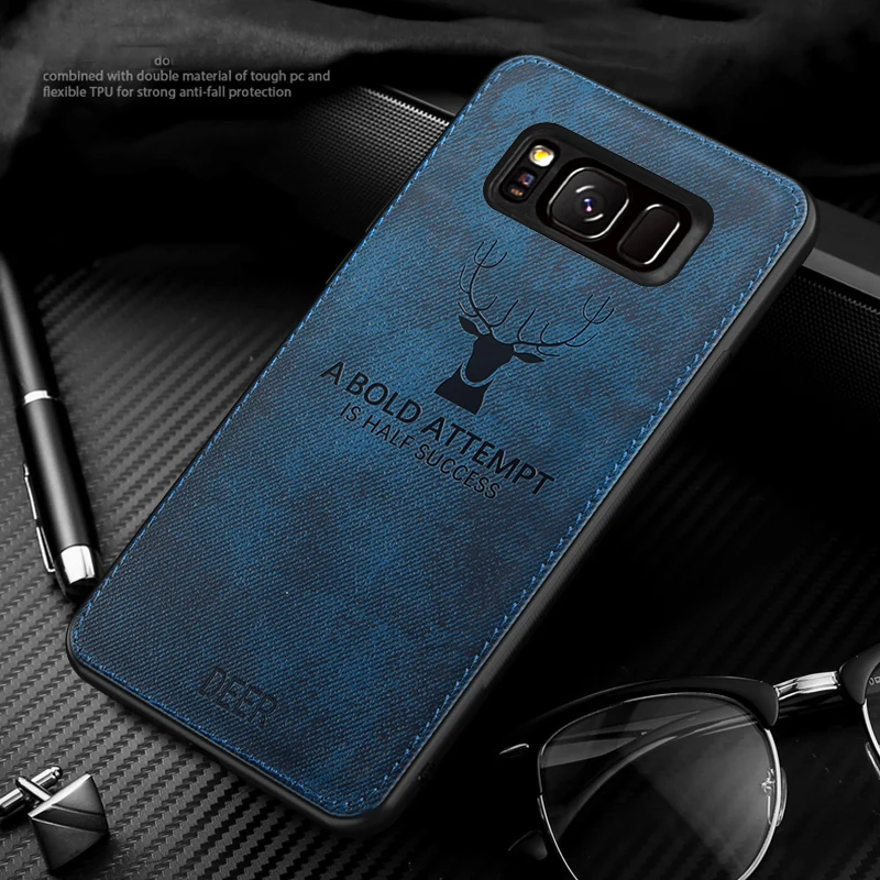 For Samsung Galaxy S8 S9 plus note 8 9 J330 J730 J530 J3 J5 J7 pro J4 J6 A6 Plus 2018 Soft Frame Back Cover Classic Fabric Case |