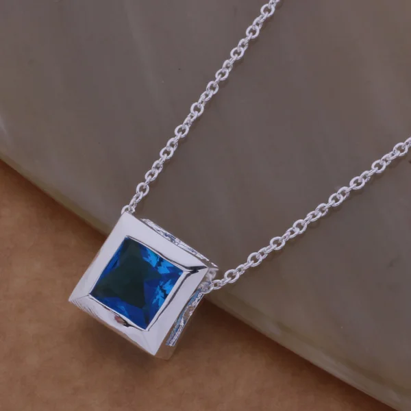 Женское ожерелье из серебра AN582 подвеска книга с синим камнем|necklace life|necklace ironnecklace