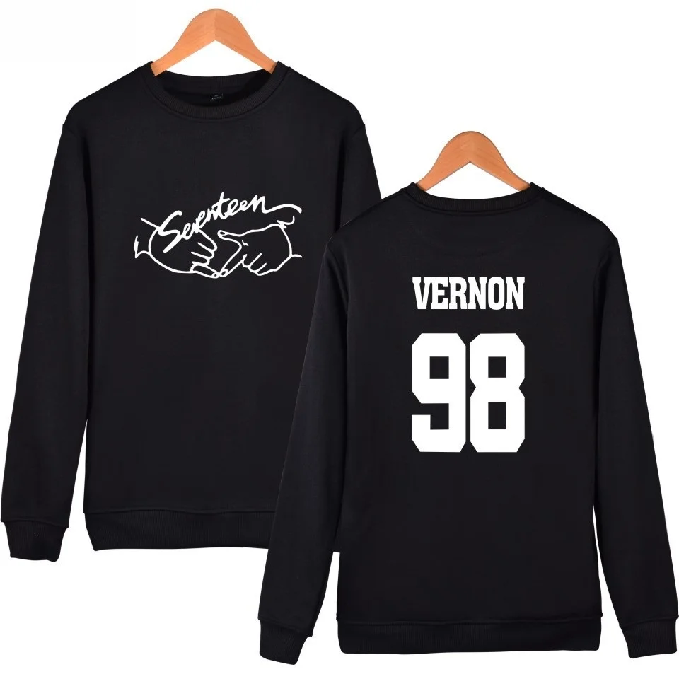WEJNXIN Kpop Seventeen толстовки для женщин модные имя члена печати О образным вырезом флис свитер для женщин, пуловер с капюшоном Sudaderas