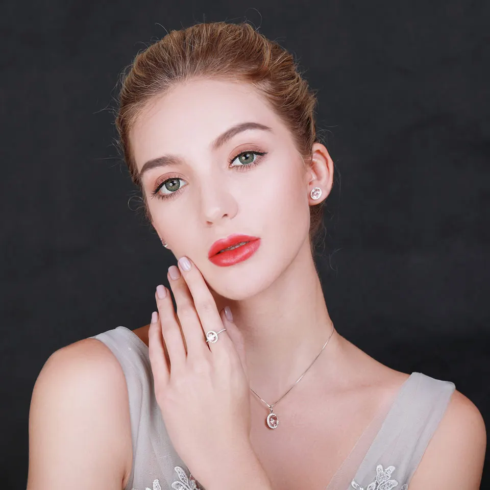 Женские сережки гвоздики UMCHO из стерлингового серебра 925 пробы с розовым сапфиром