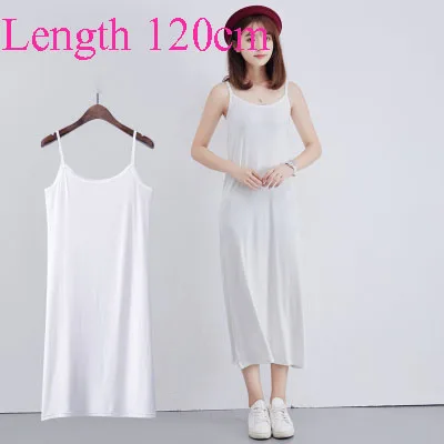 white 120cm Женское модное недорогое модальное платье-комбинация с тонкими бретельками 90 до 120 см длинное платье под платье женские повседневные платья - Цвет: white 120cm