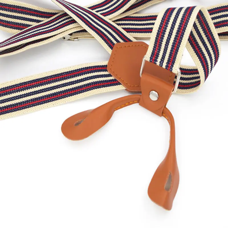 Мужские подтяжки из искусственной кожи регулируемые эластичные с пуговицами для