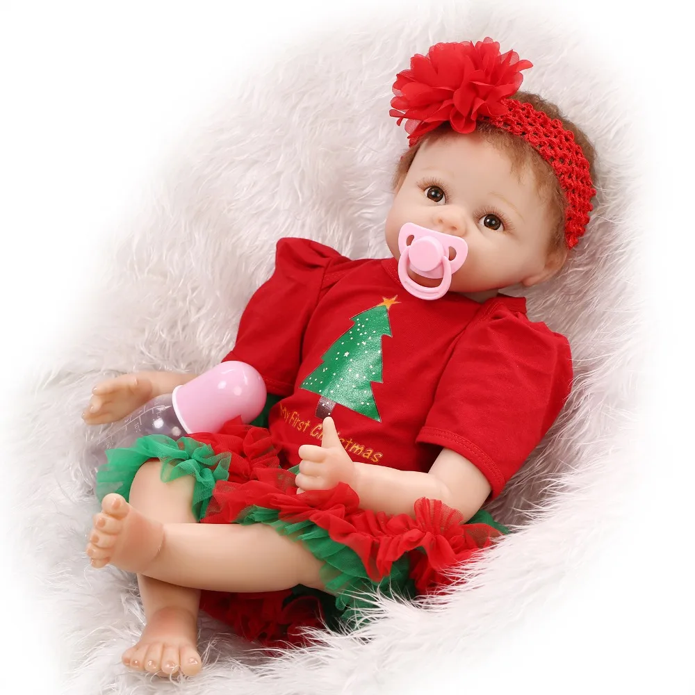 22 дюйма 55 см bebe игрушка подарок Новорожденные куклы ткань боди красное