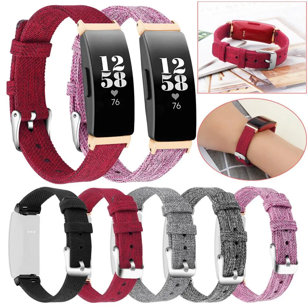 Замена плетеная холщовая ткань ремешок для Fitbit Inspire/Inspire HR Группа браслет Ремешки для часов Ремешки для наручных часов#627