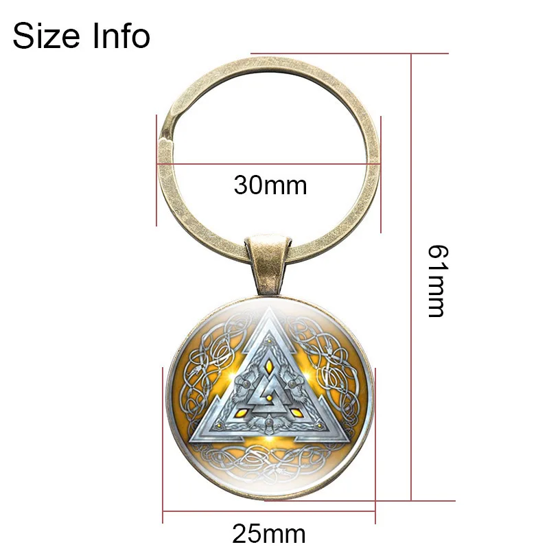 Canuomen Valknut брелок Викинг античная бронза стекло кабошон продукт талисман подарок