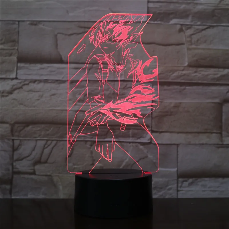 Мой герой Todoroki шото Рисунок USB 3D светодиодный ночной Светильник для мальчиков, для малышей и детей постарше, футболка подарки для костюмированной вечеринки по японскому аниме настольная лампа прикроватный