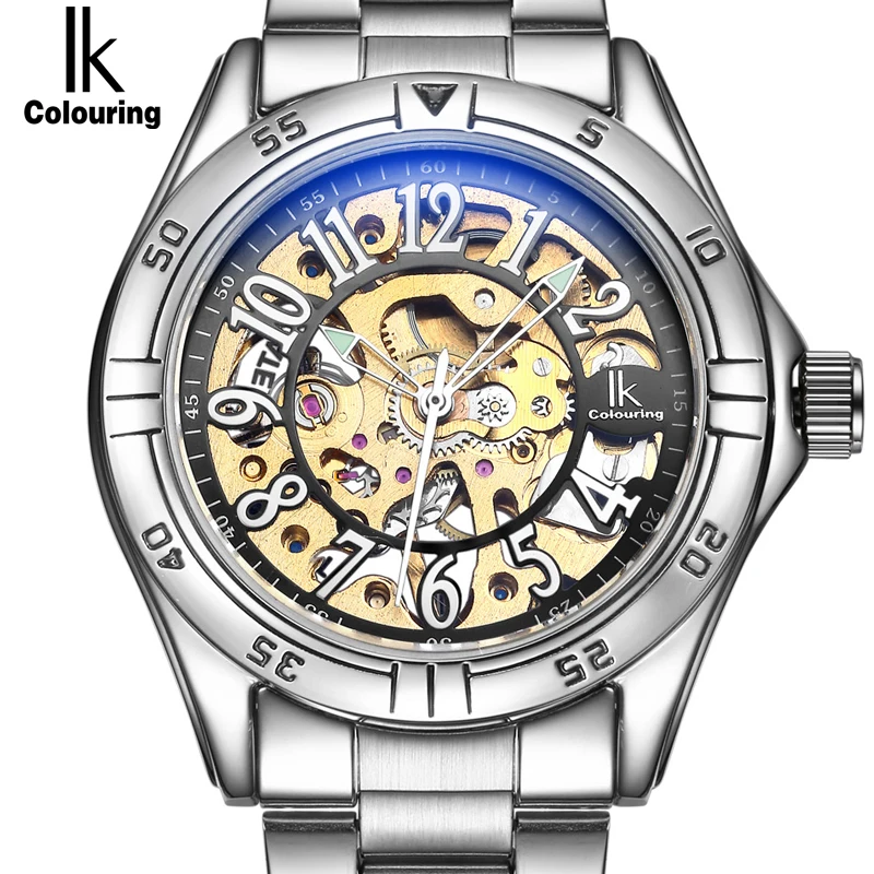 Мужские наручные часы IK Colouring Skeleton механические мужские деловые с браслетом из