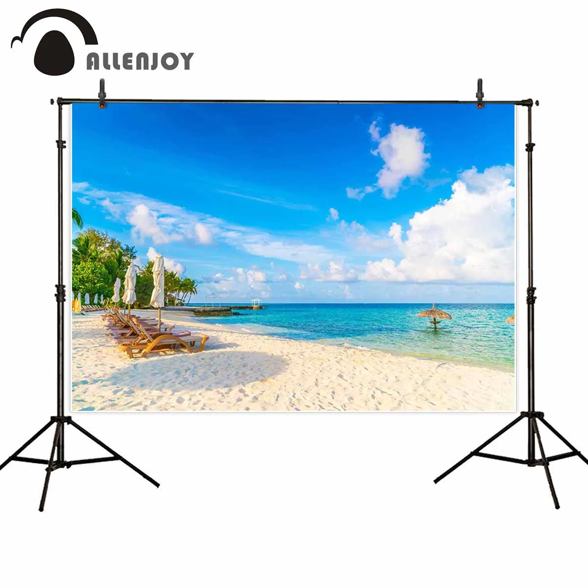 

Allenjoy фоны для фотостудии пляжные стулья зонтик мальдивский остров белый песчаный морской фон летняя фотосессия