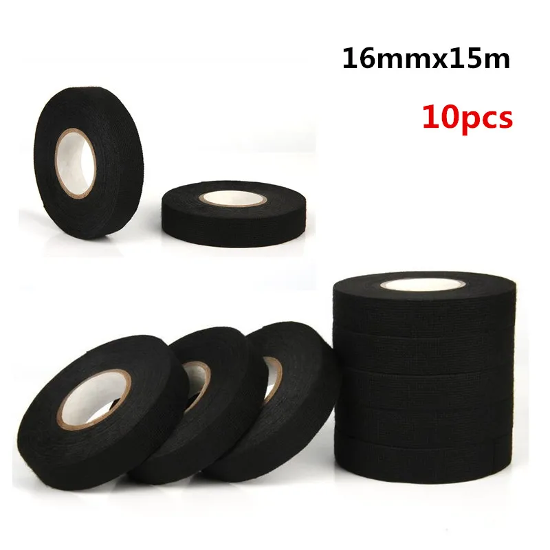 19mmx15M Strong Adhesive Cloth Fabric Tape Black Automotive Heat-induced  Wiring Harness Car Anti Rattle Self Adhesive Felt Tape