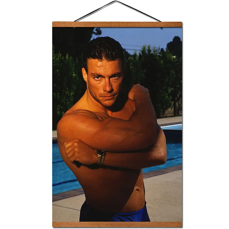 8 Jean-Claude Van Damme Poster Hanging Scroll Canvas Painting With Solid Wood Decoration - Цвет: 8