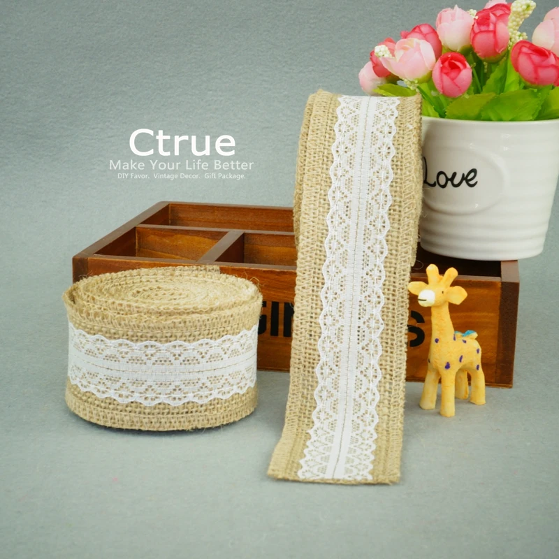 1 метр природного джут джутовая ткань мешочная лента с кружевным деревенский