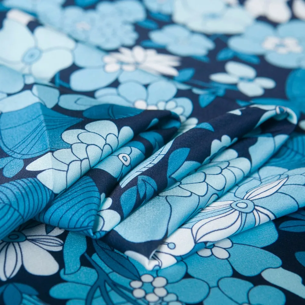 Модная ткань с цифровым принтом от кутюр из тяжелого шифона свежего синего и