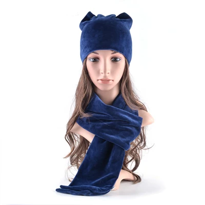 TQMSMY, весенне-зимняя женская шапка, Skullies Beanies, шапка, женская вязаная шапка из полиэстера, Повседневная бархатная женская теплая шапка, шарф, TMDH20 - Цвет: BLUE