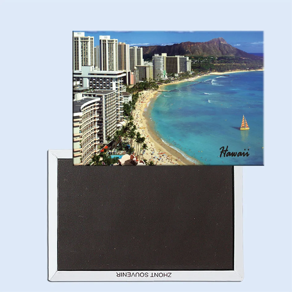 Вид уайкики и алмазной головы Oahu Гаваи США 24351 магнит на холодильник|fridge magnet|usa fridge