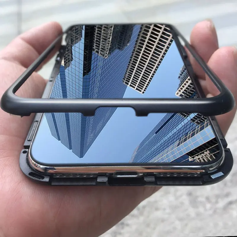 Магнитный адсорбционный металлический чехол для iphone на X 10 роскошный с откидной