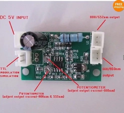 Профессиональный лазерный диодный драйвер для 808nm и 532nm+ 660nm с ttl