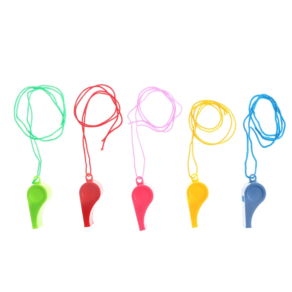 Lote de 5 unids/lote de repostaje de pl&aacute;stico para ni&ntilde;os, juguete con silbato de pl&aacute;stico para repostaje, con cord&oacute;n, Unisex-2