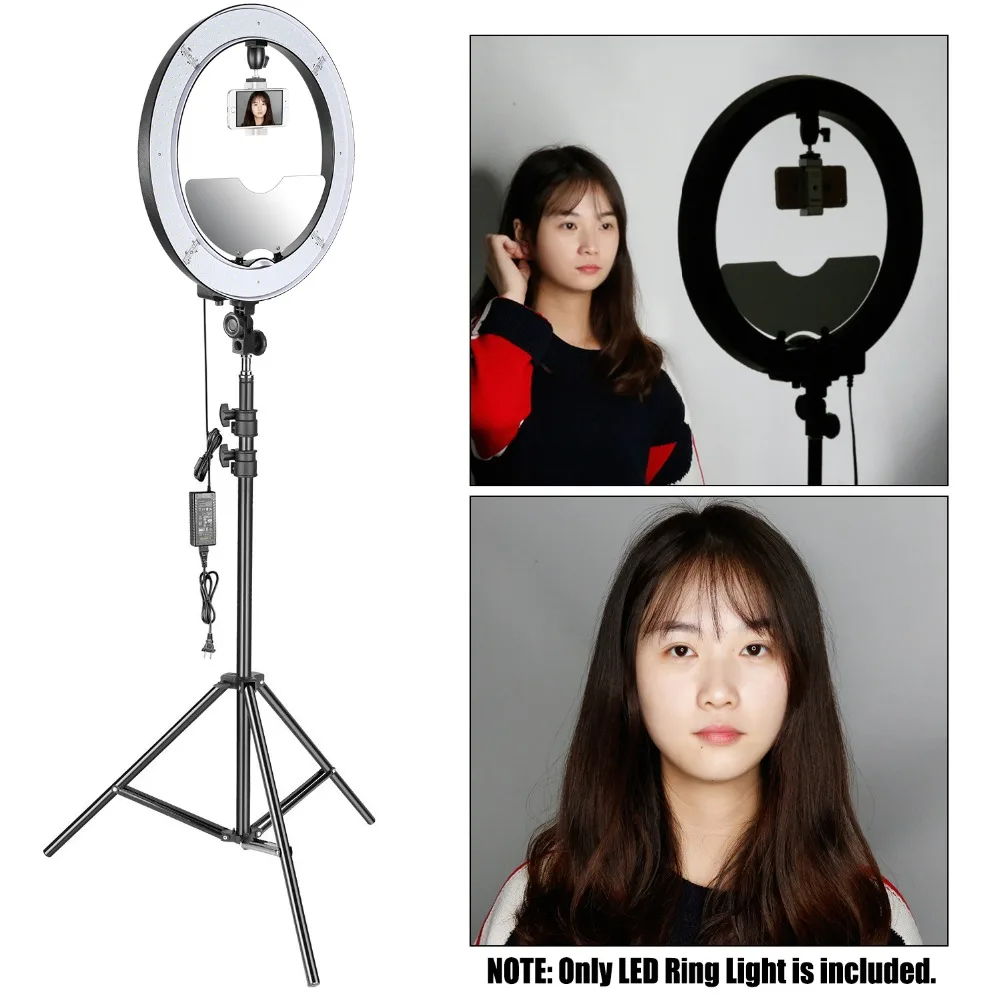 Neewer фотографии 18-дюймовый внешний SMD СВЕТОДИОДНЫЙ кольцевой светильник с двойной кронштейн для крепления внешней вспышки типа «Горячий башмак(по ТИХООКЕАНСКОМУ летнему времени США/ЕС