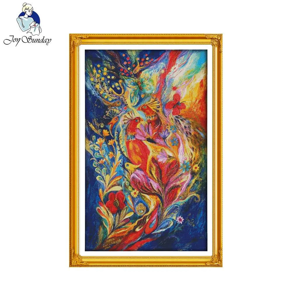 Joy Sunday цветные павлины в стиле животных счетный крест наборы узоров вышивка
