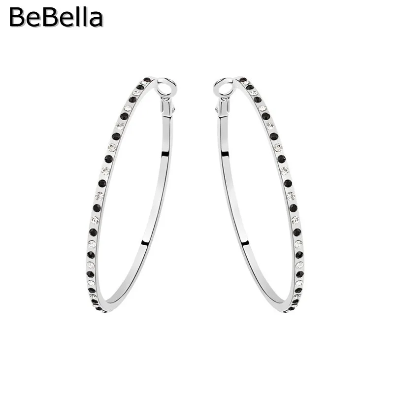 Женские серьги кольца с кристаллами BeBella большие круглые инкрустацией Ювелирное