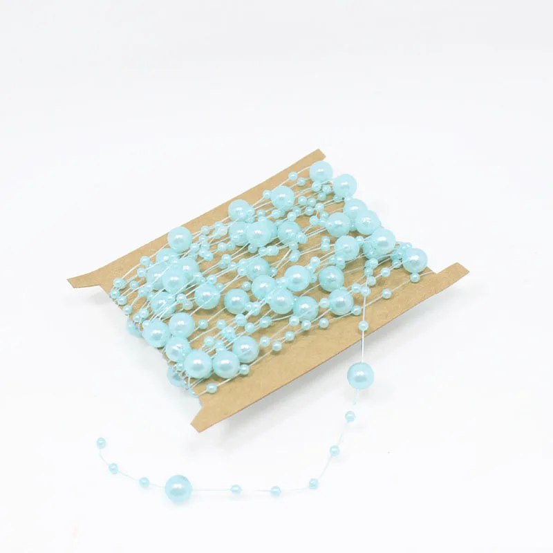 Blue 5 м искусственная цепочка с жемчужными бусинами леска гирлянда цветы Свадебная вечеринка DIY Декор, свадебный букет головной убор - Цвет: Blue