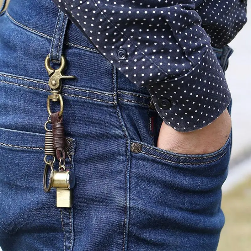 Винтажный креативный Металлический Свисток из воловьей кожи украшение брелок