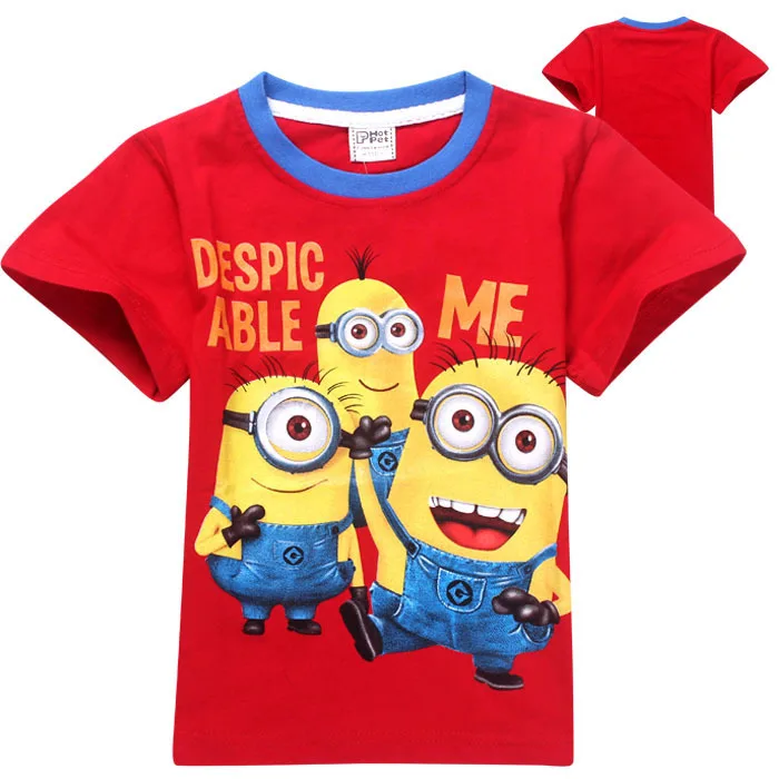 boys girls t-shirt 2014 cartoon anime figure despicable me minions clothes minion costume children's clothing t shirts kids wear | Мать и