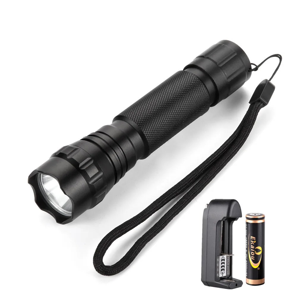 

501B XML U2/XML T6 LED Flashlight Torch light 1000 Lm 5-Mode Camping flashlight +18650 4000MAH Battery+Charger