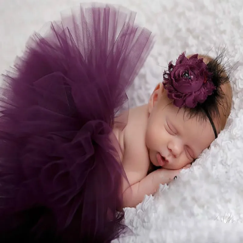 Детская юбка-пачка повязка на голову костюм для новорожденных фиолетовая