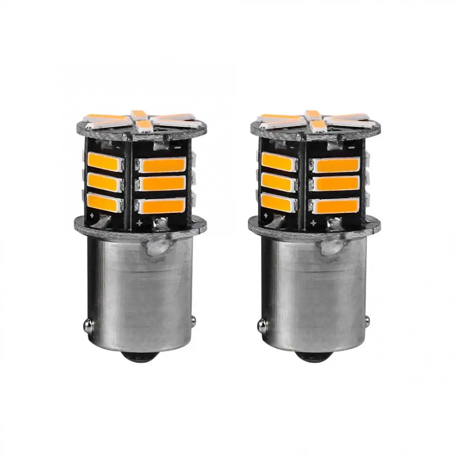 2 шт. S25 1156 BA15S 7014 21SMD LED Автомобильные светодиодные лампы сигнальные огни Янтарный
