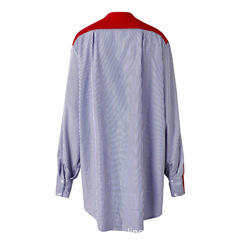 [EWQ] 2019 Fall Winter New Cardigan Sweater Knitted Long Sleeve Women'Point Open loose Fake two-piece stitching Sweters QK026 |