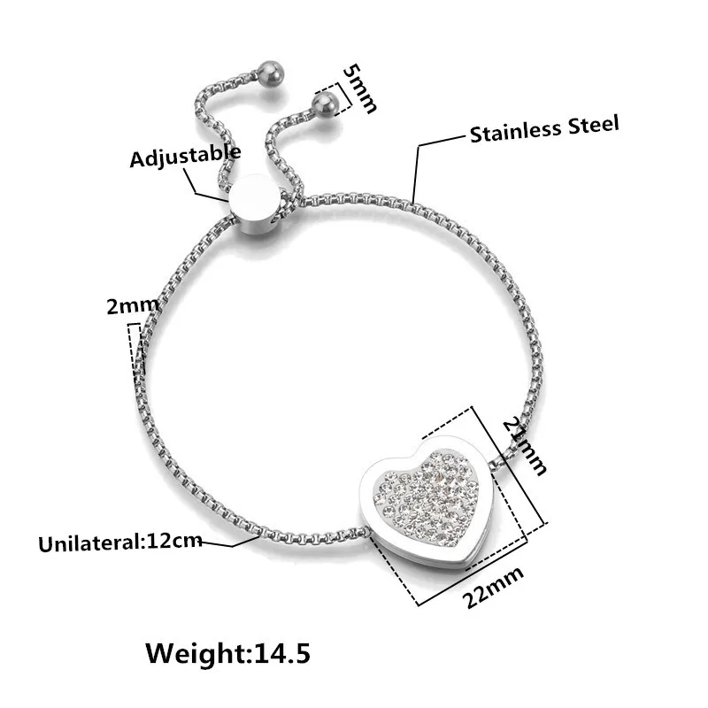 Браслет из нержавеющей стали с фианитами ELSEMODE регулируемый именем на заказ для