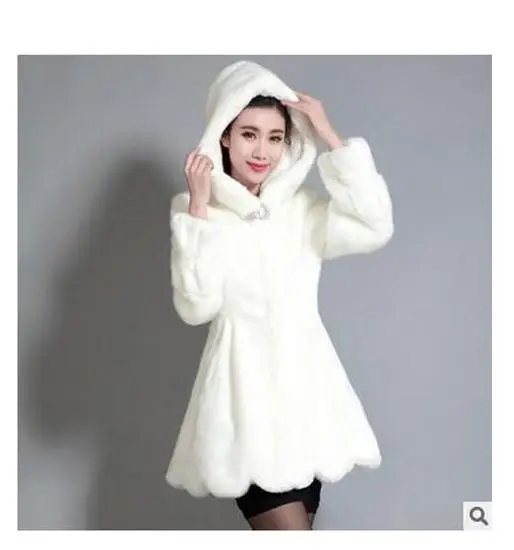 Black/White Womens Long Hoodies Fur Coats Large Size Female Casual Faux Rabbit Jackets Winter And Autumn Overcoats K52 | Женская одежда