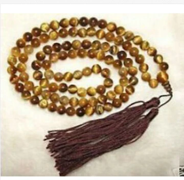 

8m Tibetan 108 Tiger Eye Prayer Buddha Bead Necklace 8mm silver-jewelry