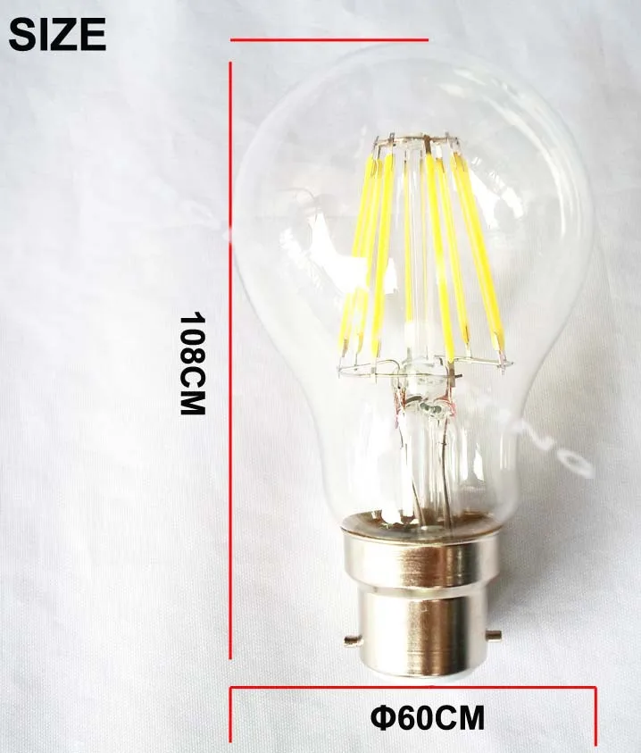 Высокое качество 1 шт 6 Вт или 8 светодиодные лампы накаливания B22 прозрачное