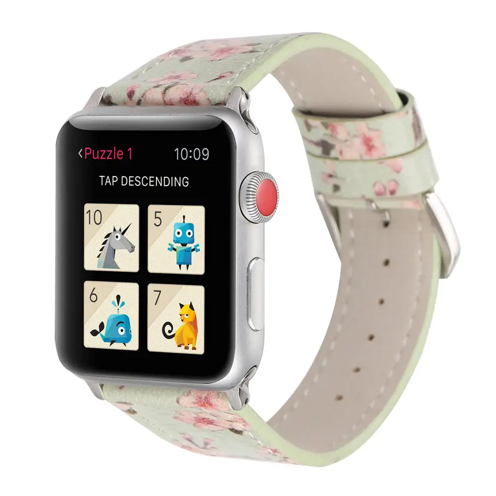 Классическая цветут цветы кожаный ремешок для Apple Watch группа для iWatch серии 3 2 1 38 мм 42 мм браслет браслет с адаптеры