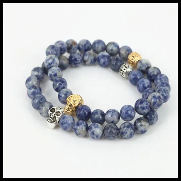 Модный мужской стрейчевый браслет с головой черепа золотого/серебряного цвета