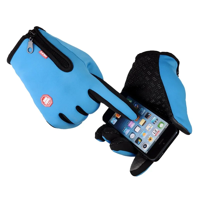 Зимние теплые спортивные перчатки противоскользящие ветрозащитные с сенсорным