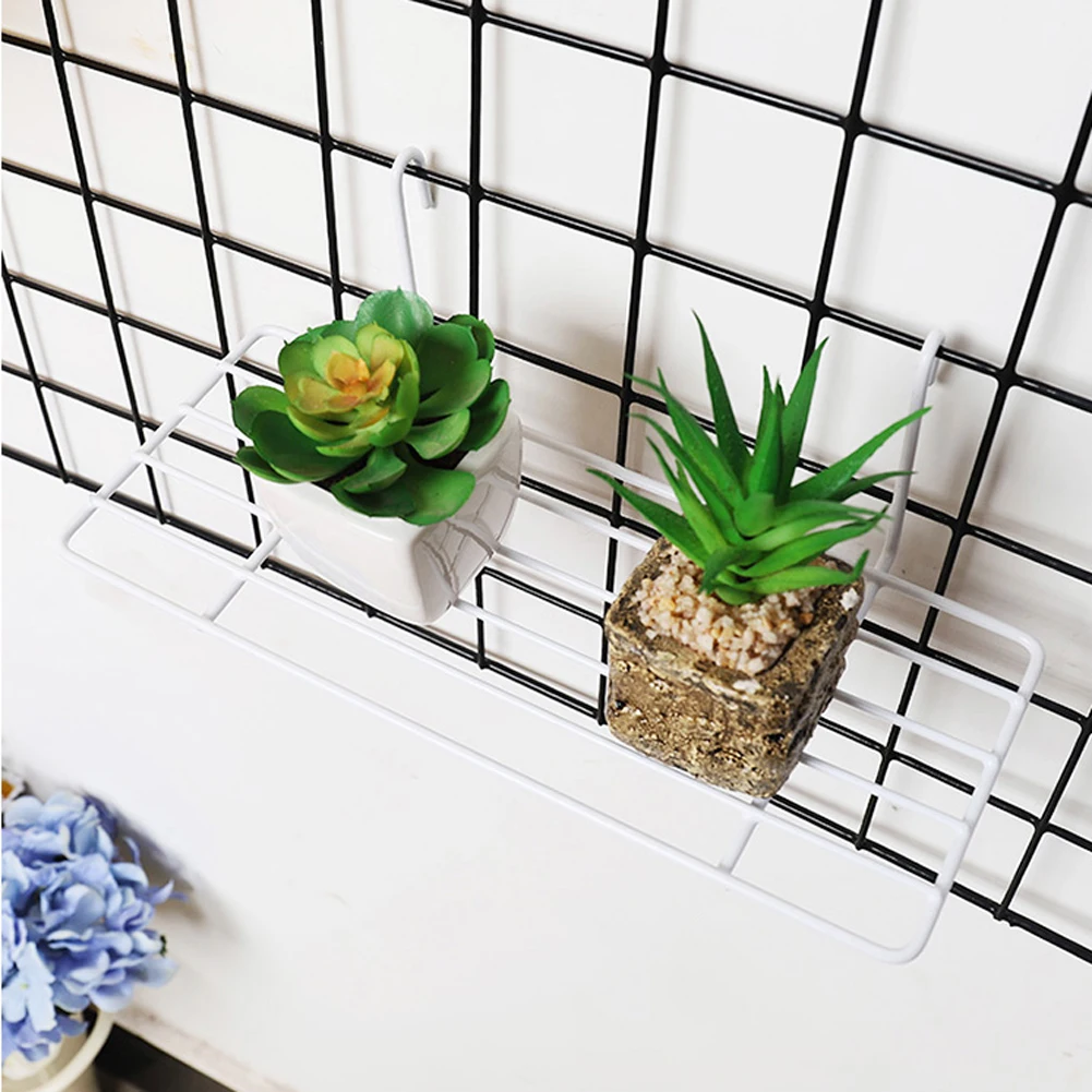 Wall Mounted Hanging Tray Hook Panel Storage Rack Home Decor Metal Mesh Dolls Flower Pot Photo Display Iron Wire Grid Bedroom | Дом и сад